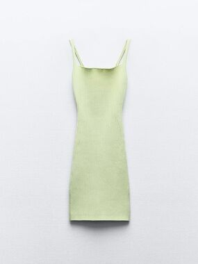Ribbed Slip Dress in Pastel Green